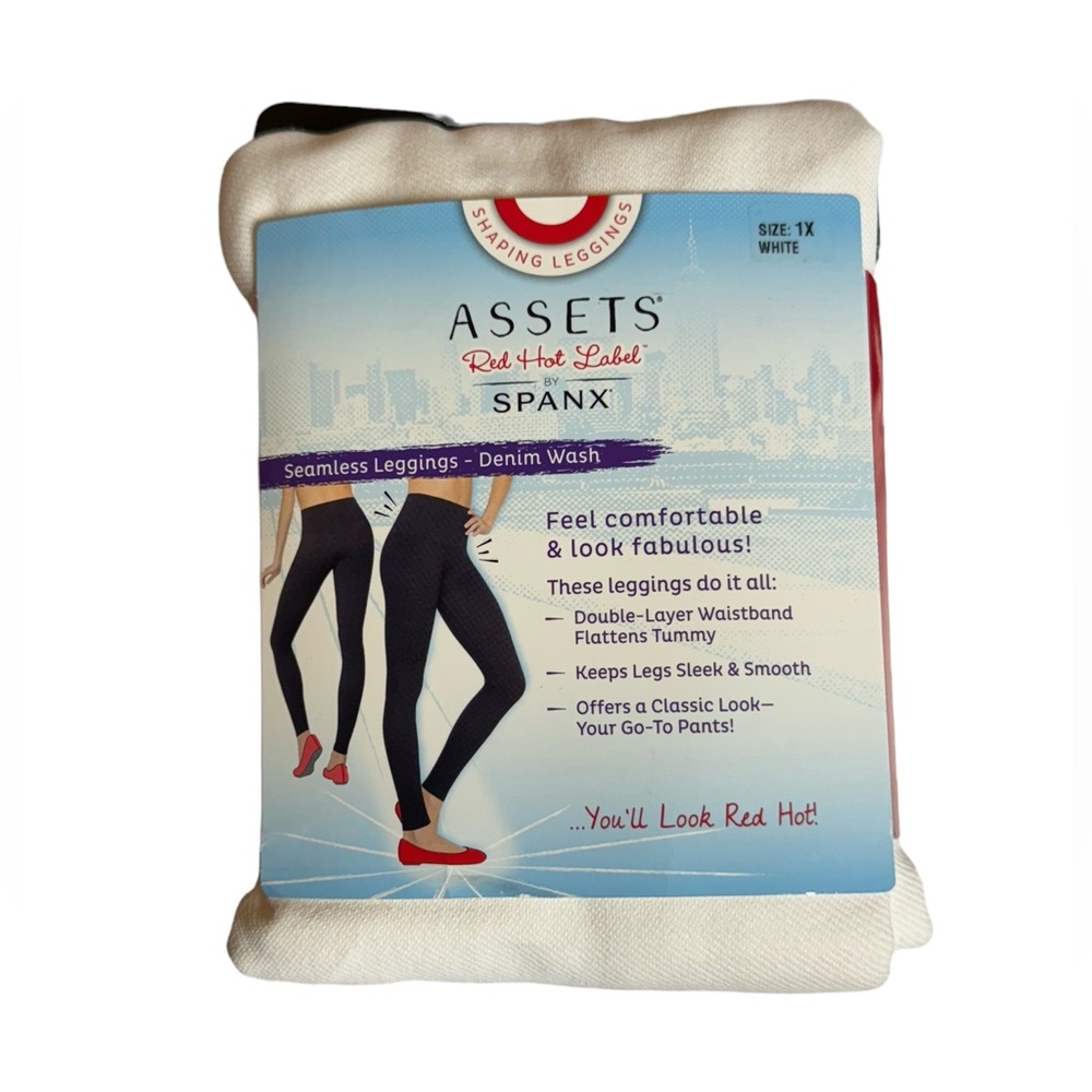 Spanx Assets Red Hot Label Seamless Leggings Denim‎ Wash White Size 1X Casual